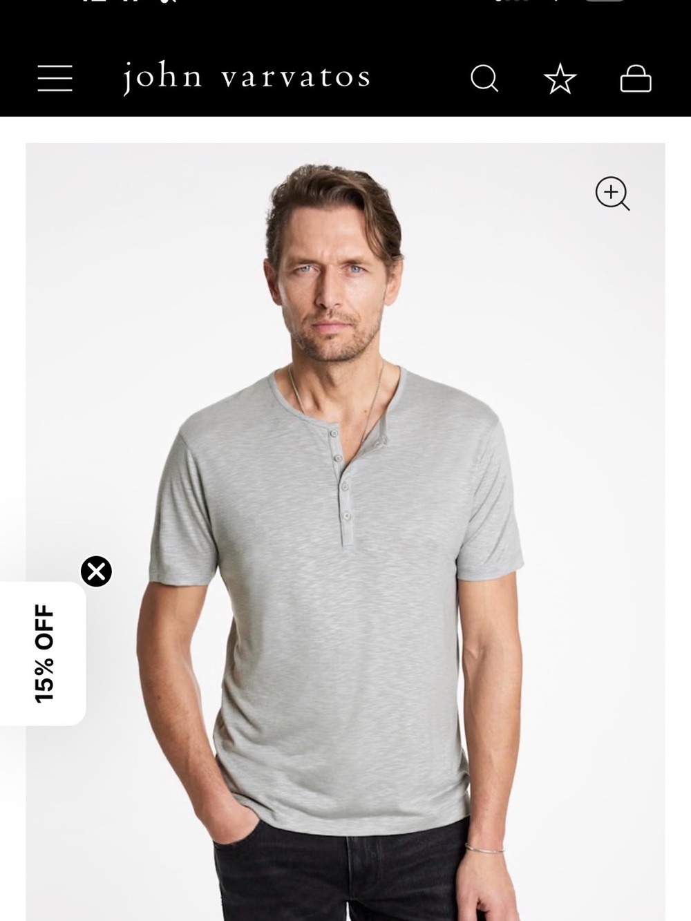 Men's Short Sleeve Henley Tee - Navy - Picture 4 of 4